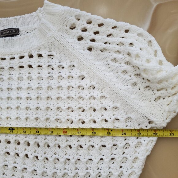 J. Crew Point Sur White Open Rope Knit Fisherman Knot Sweater Size Small - Picture 9 of 11